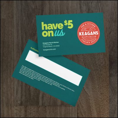Keagans Five On Us Promotional Cards, product thumbnail