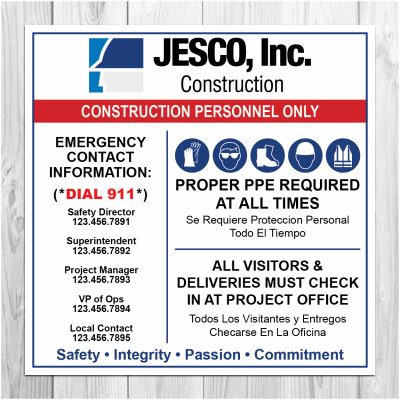 JESCO Construction, Combo Sign, signage product thumbnail