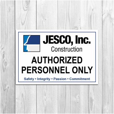 JESCO Construction, Authorized Personnel Sign, signage product thumbnail