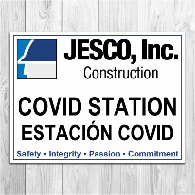 JESCO Construction, Covid Station Sign, signage product thumbnail