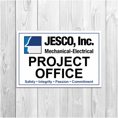 JESCO Construction, Mechanical and Electrical Project Office Sign, signage product thumbnail