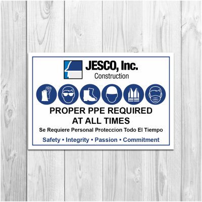 JESCO Construction, Mechanical and PPE Sign, signage product thumbnail