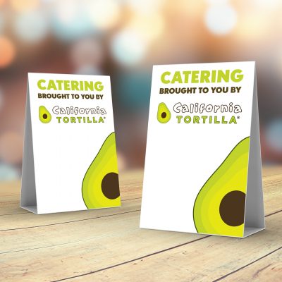 California Tortilla, Catering Table Tent, Same artwork on both sides, product mockup thumbnail