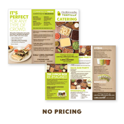 California Tortilla, Catering Menu Trifold, no pricing version